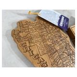 New Bamboo Chicago and Illinois Serving Board and Coaster Set