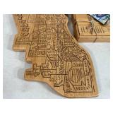 New Bamboo Chicago and Illinois Serving Board and Coaster Set