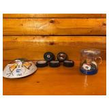 Collectible MN Wild Hockey Pucks including an official game puck, Wild Hockey Mask, Wild Marion Goborick Celebird? (look at pictures)