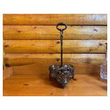 Antique Tantalus Set with Three Cut Glass Decanters and Silver-Plated Stand