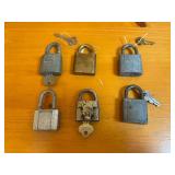 Collection of Six Vintage Padlocks - Five with Keys