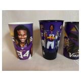 MN Viking Trading Cards (Qty 9) and New 320z Souvenir Soda Cups (Qty 4)