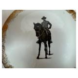 Theodore Rosevelt Vintage Plate with Gold Flecked Rim and Vintage Floral Wall Plate