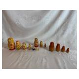 Vintage Russian Babuska Dolls (Nesting Dolls) - Three Sets