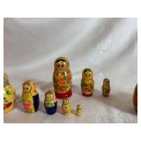 Vintage Russian Babuska Dolls (Nesting Dolls) - Three Sets