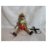 Vintage Hand-Painted Wooden Pinocchio Marionette Puppet 1950