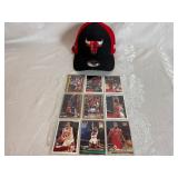 New Chicago Bulls Hat with Nine Trading Cards Including Two Scottie Pippen Cards