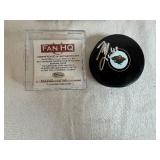 Hockey!  Mario Lucia Autographed Puck, 1990 Eric Lindros Future Super Star Trading Card, Mounted Arturs Irbe Trading Card and Soft Puck