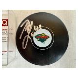 Hockey!  Mario Lucia Autographed Puck, 1990 Eric Lindros Future Super Star Trading Card, Mounted Arturs Irbe Trading Card and Soft Puck