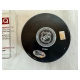 Hockey!  Mario Lucia Autographed Puck, 1990 Eric Lindros Future Super Star Trading Card, Mounted Arturs Irbe Trading Card and Soft Puck