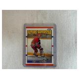 Hockey!  Mario Lucia Autographed Puck, 1990 Eric Lindros Future Super Star Trading Card, Mounted Arturs Irbe Trading Card and Soft Puck