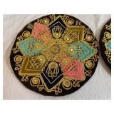 Pair of Vintage Moroccan Hand-Embellished Velvet Round Pillow Covers