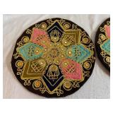 Pair of Vintage Moroccan Hand-Embellished Velvet Round Pillow Covers