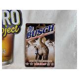 Tin Beer Signs - Samuel Adams ~12" x 17.5" and Busch Beer ~ 8" x 11.75"