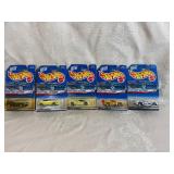 1997 1st Edition Hot Wheels #6, #11, #14, #15, #19. In original packaging.