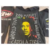 Bob Marley (XL), Whoop Ass Wrestling (XL), Playboy (L), Bullet Proof Newark, NJ (L) Gently Used T-Shirts