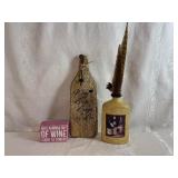Wine Themed Cutting Board, Decorative Bottle and Wooden Sign