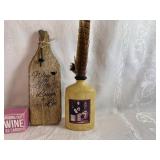 Wine Themed Cutting Board, Decorative Bottle and Wooden Sign