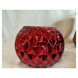 Crystalery Glass Pot, Diamond Star Glass Vase, Vintage Indiana Glass Amber Diamond Pattern Vase, Gold Ceramic Planter and Metal Planter