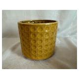 Crystalery Glass Pot, Diamond Star Glass Vase, Vintage Indiana Glass Amber Diamond Pattern Vase, Gold Ceramic Planter and Metal Planter