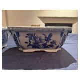 Vintage Chinese Blue and White Porcelain Planter Pots with Floral Design
