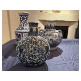 Collection of Vintage Blue and White Chinese Porcelain Vases