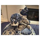 Vintage Blue and White Asian Incense Burner 12" Tall x 9" Diameter