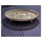 Vintage Towle Silver-Plated Serving Tray with Removable Glass Relish Insert