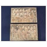 Pair of Ancient/Vintage Carved Stone Chinese Musical Ladies Art (14.5" x 9")