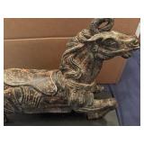 Vintage Cast-Iron Chinese Tang Dynasty Style War Horse Figure, Reproduction Piece typically 1950