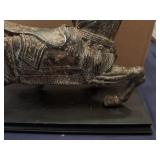 Vintage Cast-Iron Chinese Tang Dynasty Style War Horse Figure, Reproduction Piece typically 1950