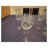 Set of Vintage Etched Wine/Juice Glasses (6) with Matching Decanter