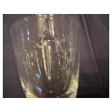 Vintage Etched Glass Glasses with Bamboo Design for Liqueurs or Cordials (Qty 7)