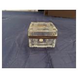 Vintage Lead Crystal Square Trinket Box with Gold Trim