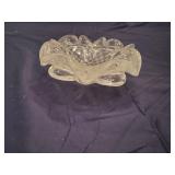 Mid Century Modern Hand-Blown Art Glass Bowl - Floral Design