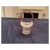 Hand Painted Fenton Art Glass Trellis Basket Signed by Thomas K. Fenton and the Artist K. Lupandus # 1363