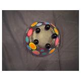 Hand Painted Glass Bowl Rainbow Dots 7" Diameter