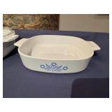 Two Blue Corn Flower Design Corningware bakeware - One Lid
