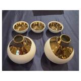 New Porcelain Decanter/Server/Bud Vases with Three Small Bowls