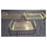 Three Rectangular Glass Pyrex Baking Dishes