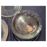 Decorative Glass and Frosted Glass Plates and Three Glass Pie Dishes