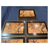 Vintage Pimpernel Cork Backed Placements Traditional Chinese-Style "Bird and Flower" Design - Set of 8