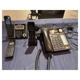 Collection of Landline Telephones, including several corded and cordless models from Panasonic and AT&T