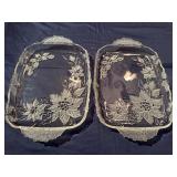 Pair of Mikasa Holiday Crystal Poinsettia Trays (See Pictures for Measurements)