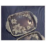 Pair of Mikasa Holiday Crystal Poinsettia Trays (See Pictures for Measurements)