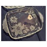 Pair of Mikasa Holiday Crystal Poinsettia Trays (See Pictures for Measurements)