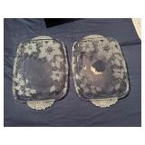 Pair of Mikasa Holiday Crystal Poinsettia Trays (See Pictures for Measurements)