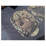 Pair of Mikasa Holiday Crystal Poinsettia Trays (See Pictures for Measurements)