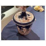 Vintage Norleans Italy Cobalt Multicolored Cherub Ice Bucket with Lid