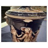 Vintage Norleans Italy Cobalt Multicolored Cherub Ice Bucket with Lid